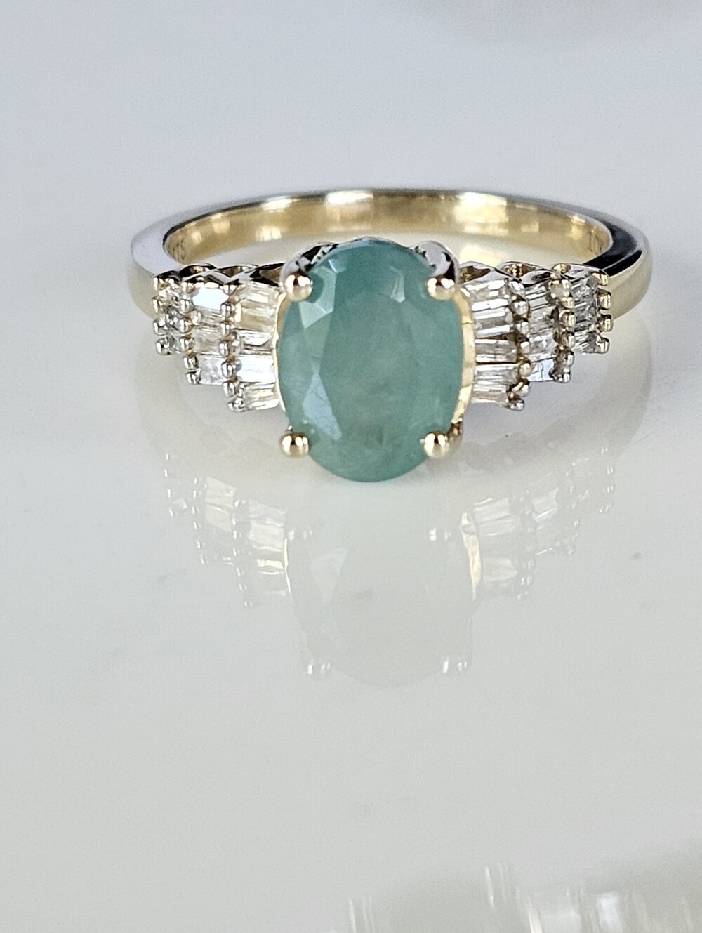 Rare Grandidierite & White Diamond Baquettes 10k Yellow Gold Size 5.25!